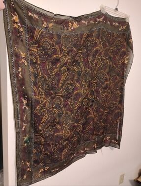 Harvé Benard Wool Horse Paisley Print Lightweight Multicolor Square Scarf